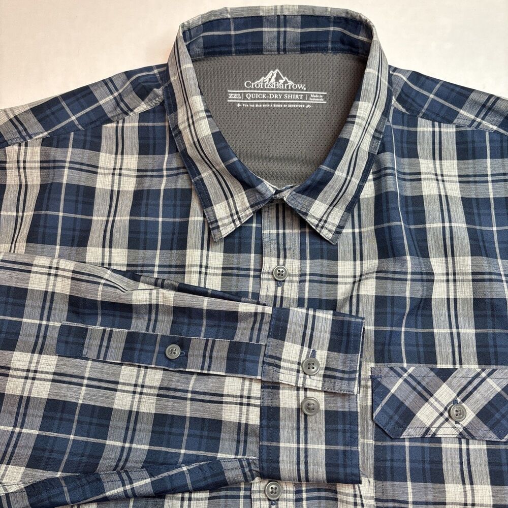 Croft & Barrow Quick Dry Shirt Mens XXL Blue Long Sleeve Outdoor Hiking